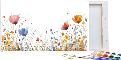 Malen Nach Zahlen Erwachsene, DIY Malen Nach Zahlen Leinwand 30x60cm, Blume, Anlage Leinwand Kunst Wanddeko Muster (Rahmenlos), mit 3-Pinseln und Acrylfarbe, für Weiblich Home Wand Décor Geschenk T-3 von Hanjunng