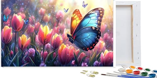 Malen Nach Zahlen Erwachsene, DIY Malen Nach Zahlen Leinwand 30x60cm, Blume, Tier Leinwand Kunst Wanddeko Muster (Rahmenlos), mit 3-Pinseln und Acrylfarbe, für Weiblich Home Wand Décor Geschenk V-2 von Hanjunng