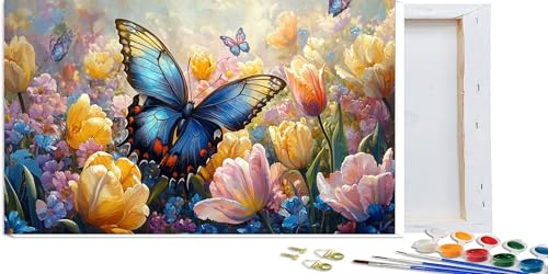 Malen Nach Zahlen Erwachsene, DIY Malen Nach Zahlen Leinwand 50x100cm, Tier, Schmetterling Leinwand Kunst Wanddeko Muster (Rahmenlos), mit 3-Pinseln und Acrylfarbe, Verwendet für Home Wand Décor V-7 von Hanjunng