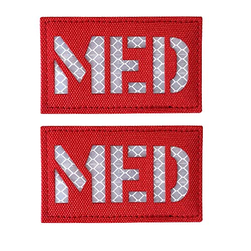 MED Medic EMS EMT Patch Hakenverschluss auf der Rückseite, reflektierend, 5 x 8,9 cm, Rot-Weiß, 2 Stück von Hannah Fit