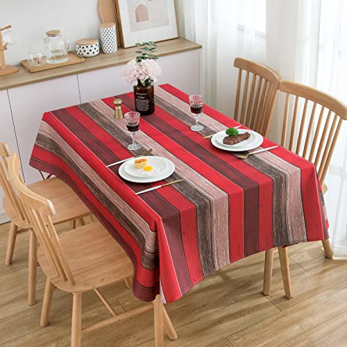 Herbst Tischdecke Geburtstag Rote Rechteckige Weihnachtstischdecken Dekorationen Wasserfeste Tischdecke für Home Restaurant Party Tischdecke Leinen mit 4 bis 6 Sitzplätzen 140 x 180 cm （55 x 71 Zoll） von Hanrunsi