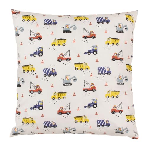 Hans-Textil-Shop Kinderkopfkissen Bezug - Baumwolle, Babykissen, Kuschelkissen Kinder, Kissen, Kissenhülle, Kopfkissenbezug, Kinderzimmer (Auf der Baustelle, 40 x 40 cm) von Hans-Textil-Shop