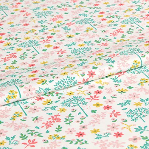 Stoff Meterware Blumen Blüten Jersey - 1 Meter, Sommer, Frühling, Bekleidung, Damen, Kinder, Baby T-Shirt, Langarmshirt, Kleid, Mütze, Beanie, Loop, Schal, Deko (Bunte Pflanzen) von Hans-Textil-Shop