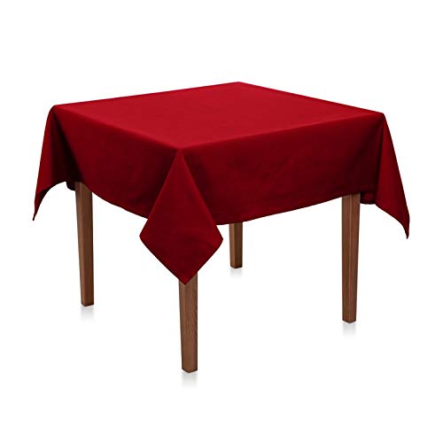 Tischdecke Uni Polyester - Einfarbig, Pflegeleicht, Bügelfrei, Tischtuch, Tischwäsche, Privat, Restaurant, Hotel, Handgefertigt, Made in Europa (Bordeaux Rot, 100x100 cm) von Hans-Textil-Shop