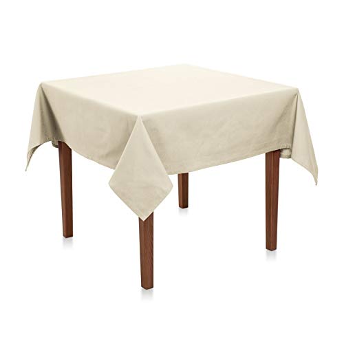 Tischdecke Uni Polyester - Einfarbig, Pflegeleicht, Bügelfrei, Tischtuch, Tischwäsche, Privat, Restaurant, Hotel, Handgefertigt, Made in Europa (Creme, 100x100 cm) von Hans-Textil-Shop