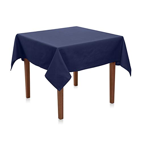 Tischdecke Uni Polyester - Einfarbig, Pflegeleicht, Bügelfrei, Tischtuch, Tischwäsche, Privat, Restaurant, Hotel, Handgefertigt, Made in Europa (Marine Blau, 100x100 cm) von Hans-Textil-Shop