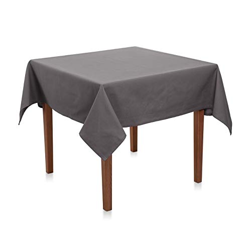 Tischdecke Uni Polyester - Einfarbig, Pflegeleicht, Bügelfrei, Tischtuch, Tischwäsche, Privat, Restaurant, Hotel, Handgefertigt, Made in Europa (Grau, 130x130 cm) von Hans-Textil-Shop