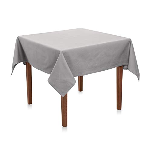 Tischdecke Uni Polyester - Einfarbig, Pflegeleicht, Bügelfrei, Tischtuch, Tischwäsche, Privat, Restaurant, Hotel, Handgefertigt, Made in Europa (Hellgrau, 80x80 cm) von Hans-Textil-Shop