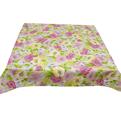 Outdoor Tischdecke wasserabweisend, schmutzabweisend - Tischtuch, Tischwäsche, Tischdeko, Garten, Terrasse, Veranda (Blumen Rosa, 130x170 cm) von Hans-Textil-Shop