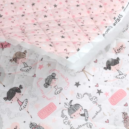 Stoff Meterware Ballerina gesteppt Baumwolle - 1 Meter, Steppstoff, Kinderstoff, Mädchen, Krabbeldecken, Bekleidung, Deko von Hans-Textil-Shop