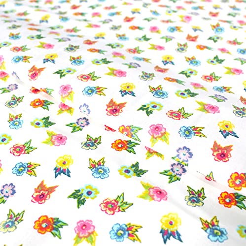 Stoff Meterware Blüten Blumen Pflanzen Baumwolle - 1 Meter, geblümt, Blumenstoff, Blümchen, Kissen, Bettwäsche, Kinder, Bekleidung, Sommer, Basteln, Nähen, Deko, DIY (Bunte Blumen) von Hans-Textil-Shop