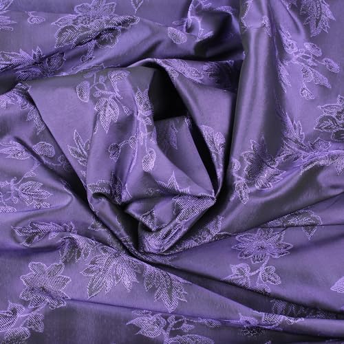 Stoff Meterware Blumen Blätter Lila Polyester - 1 Meter, Blumen, Streifen, Muster, Design, Dirndl, Tracht, Landhaus, Kleid, Schürze, Janker, Jacke, Mantel, Tasche, Beutel, Kissenbezug, Deko von Hans-Textil-Shop