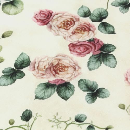 Stoff Meterware Blumen Blüten Blätter Canvas Baumwolle - 1 Meter, Geblümt, Blumenmuster, Kissen, Vorhänge, Tischdecke, Deko, Taschen, Nähen (Romantische Blumen Creme) von Hans-Textil-Shop