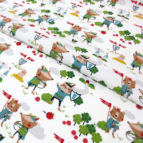 Stoff Meterware Kinderstoff Baumwollstoff - 1 Meter, Nähen, Bettwäsche, Kinder, Baby, Jungen, Mädchen, Bekleidung, Deko (Abenteuer Tiere) von Hans-Textil-Shop