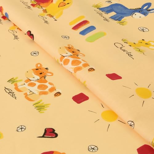 Stoff Meterware Kinderstoff Baumwollstoff - 1 Meter, Nähen, Bettwäsche, Kinder, Baby, Jungen, Mädchen, Bekleidung, Deko (Baby Tiere Esel Vögel Maus) von Hans-Textil-Shop