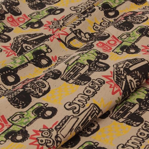 Stoff Meterware Kinderstoff Jerseystoff - 1 Meter, Jersey, Nähen, Kinder, Baby, Jungen, Mädchen, Bekleidung, Shirt (Monstertruck Geländewagen) von Hans-Textil-Shop