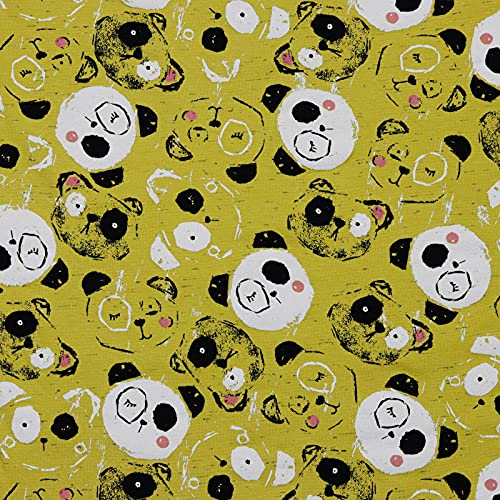 Stoff Meterware Kinderstoff Jerseystoff - 1 Meter, Jersey, Nähen, Kinder, Baby, Jungen, Mädchen, Bekleidung, Shirt (Panda Ocker) von Hans-Textil-Shop