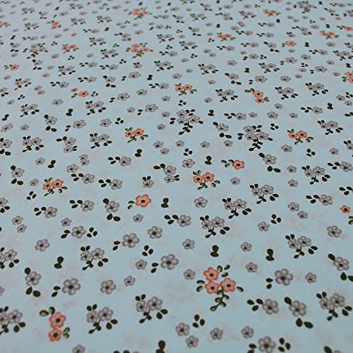Stoff Meterware Streublumen Marika Baumwolle - 1 Meter, Blumen, Frühling, Bekleidung, Vorhang, Bettwäsche, Kissen (Hellblau) von Hans-Textil-Shop