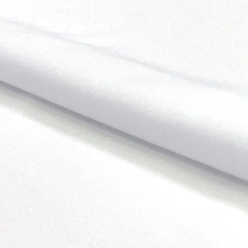 Stoff Meterware Uni Polyester - 1 Meter, Einfarbig, Gewebt, Tischdecken, Kissen, Deko, Tischdeckenstoff, Knitterarm, Bügelleicht, Bügelfrei (Weiß) von Hans-Textil-Shop