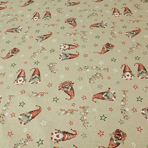 Stoff Meterware Wichtel Sterne Noten Baumwolle Polyester - 1 Meter, Weihnachten, Advent, Deko, Vorhang, Tischwäsche, Kissenbezüge von Hans-Textil-Shop