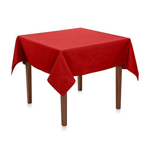 Tischdecke Uni Polyester - Einfarbig, Pflegeleicht, Bügelfrei, Tischtuch, Tischwäsche, Privat, Restaurant, Hotel, Handgefertigt, Made in Europa (Rot, 130x130 cm) von Hans-Textil-Shop