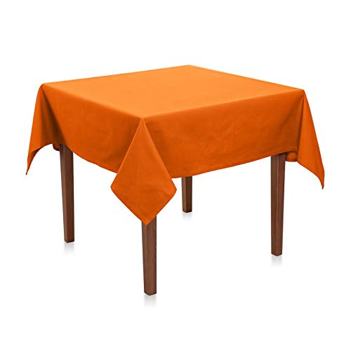 Tischdecke Uni Polyester - Einfarbig, Pflegeleicht, Bügelfrei, Tischtuch, Tischwäsche, Privat, Restaurant, Hotel, Handgefertigt, Made in Europa (Orange, 130x280 cm) von Hans-Textil-Shop