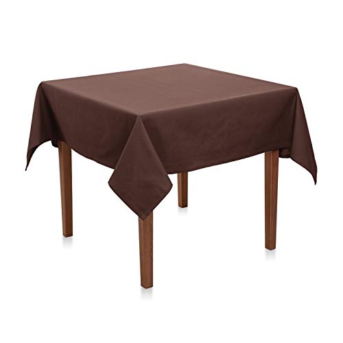 Tischdecke Uni Polyester - Einfarbig, Pflegeleicht, Bügelfrei, Tischtuch, Tischwäsche, Privat, Restaurant, Hotel, Handgefertigt, Made in Europa (Braun, 80x80 cm) von Hans-Textil-Shop