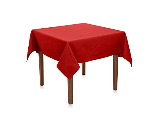 Tischdecke Teflon Beschichtet | Outdoor, Garten, Terrasse, Haus | Schmutz- und Wasserabweisend (100x100 cm, Rot) von Hans-Textil-Shop