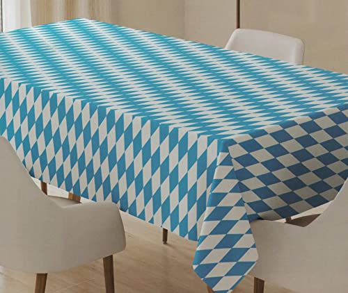 Wachstuch Tischdecken Meterware PVC 140 cm - 1 Meter, Wachstischdecke, Gartentischdecke, Outdoor, Garten, Wasserabweisend, Abwaschbar, Wetterfest (Bayern Raute Weiß Blau) von Hans-Textil-Shop