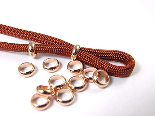 Edelstahl Bead, Perle für Paracord, Leder uvm. 1/2/5/10/50x Stck. in Rosé Gold - 7 x 2 mm, Lochgr. 4,8 mm (5x) von HanseCharms