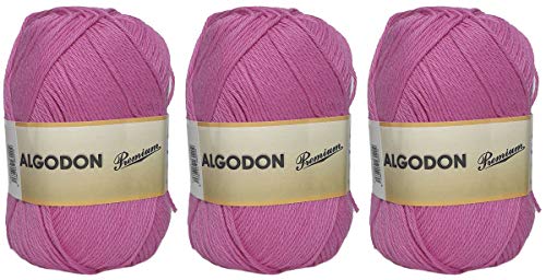 100% hochwertiges Baumwollgarn, perfekt zum Basteln und Handweben (Farbe Fuchsia, 100 g, ca. 220 m, 3 Stück) von Hanselhome