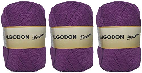 3 x Premium Baumwollgarn aus 100% Baumwolle, perfekt zum Basteln und Stricken von Hand (Kardinal Farbe 100 g, ca. 220 m) von Hanselhome