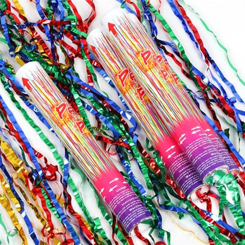 Hanwin Konfettikanonen 4 Pieces, Paper Party Popper, Konfetti Popper,Konfetti Shooter for Wedding, Birthday, Baby Welcome Party (Colored Thread) von Hanwin