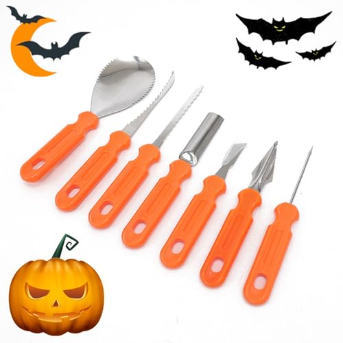 Hanwin Kürbis Schnitzset Halloween, 7 Stück Kürbisschnitz Set, Kinder Kürbis Schnitzen Werkzeug, Schnitzwerkzeug Kürbis, Kürbis Schnitzen, Pumpkin Carving Kit von Hanwin