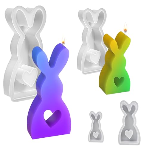 Hanwin Silikonform Ostern, 3D Gießform Ostern, Silikonform Hase, Silikonformen Gießformen Ostern für Kerzen, Gelees, Kekse, Kuchen, Pralinen, Seifen von Hanwin