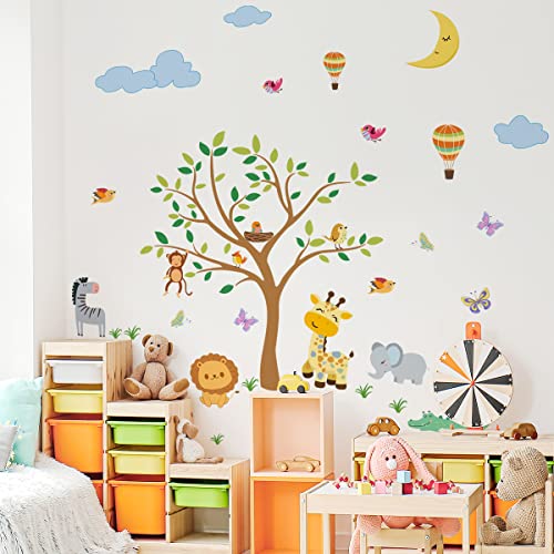 HaoFuJi Selbstklebend Groß Wandsticker Baum Pflanzen Blumen Schmetterlinge Wandtattoo Tiere Elefant Löwe Deko Tapete Wanddeko für Wohnzimmer Kinderzimmer Schlafzimmer Flur Büro von HaoFuJi