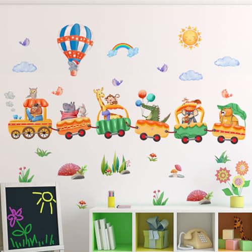 HaoFuJi Wandtattoo Kinderzimmer Waldtiere Junge Mädchen Tiere Dschungel Deko Wandsticker Elefant Giraffe Wandaufkleber Wanddeko Schlafzimmer Babyzimmer Wandbild Kinder Aufkleber Safari Tapete von HaoFuJi