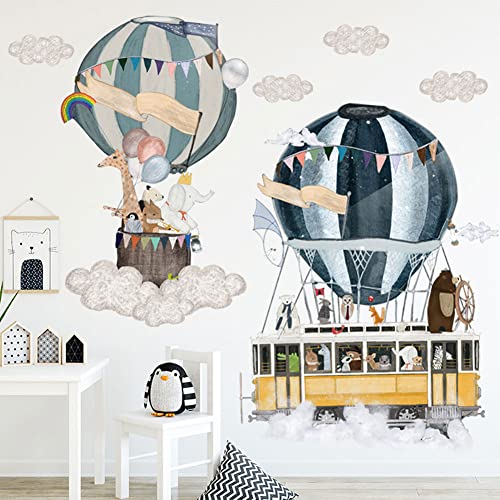 HaoFuJi Wandtattoo heißluftballon Wandsticker Kinderzimmer Tiere im Bus Wandaufkleber Ballon Wanddeko Giraffe Affe Elefant Wandkleber tapete zimmer deko für Schlafzimmer Flur Wandbilder Deko von HaoFuJi