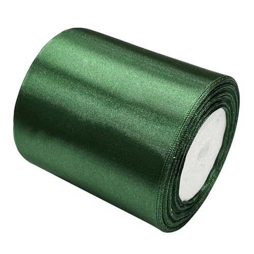 Haobase Satinband, 100mm × 22m Doppelseitiges Polyester Geschenk Geschenkband zum Basteln Weihnachten Valentinstag Sträuße DIY Nähen Projekt Kuchen Hochzeit Party Dekoration (Dark Green) von Haobase