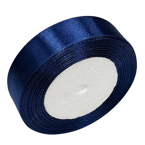 Haobase Satinband, 25mm × 22m Doppelseitiges Polyester Geschenk Geschenkband zum Basteln Weihnachten Valentinstag Sträuße DIY Nähen Projekt Kuchen Hochzeit Party Dekoration (Dark Blue) von Haobase