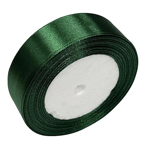 Haobase Satinband, 25mm × 22m Doppelseitiges Polyester Geschenk Geschenkband zum Basteln Weihnachten Valentinstag Sträuße DIY Nähen Projekt Kuchen Hochzeit Party Dekoration (Dark Green) von Haobase