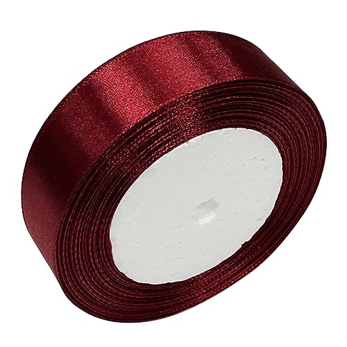 Haobase Satinband, 25mm × 22m Doppelseitiges Polyester Geschenk Geschenkband zum Basteln Weihnachten Valentinstag Sträuße DIY Nähen Projekt Kuchen Hochzeit Party Dekoration (Wine Red) von Haobase