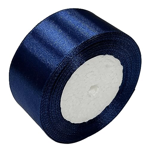 Haobase Satinband, 40mm × 22m Doppelseitiges Polyester Geschenk Geschenkband zum Basteln Weihnachten Valentinstag Sträuße DIY Nähen Projekt Kuchen Hochzeit Party Dekoration (Dark Blue) von Haobase