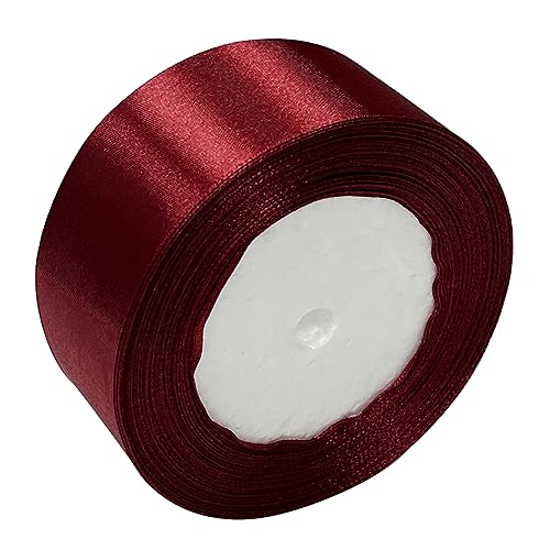 Haobase Satinband, 40mm × 22m Doppelseitiges Polyester Geschenk Geschenkband zum Basteln Weihnachten Valentinstag Sträuße DIY Nähen Projekt Kuchen Hochzeit Party Dekoration (Wine Red) von Haobase