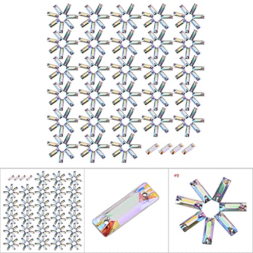 200 Stück/Packung Flatback-Harz Zum Nähen, Glänzender Kristall mit Loch, Bastelzubehör für Kleidung und Taschenverzierung (6 * 17,5 mm langer Streifen) von Haofy