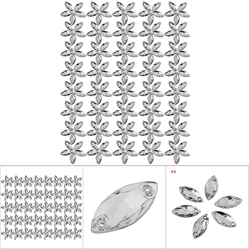 200 Stück/Packung Flatback-Harz Zum Nähen, Glänzender Kristall mit Loch, Bastelzubehör für Kleidung und Taschenverzierung (7 * 15mm Marquiseform) von Haofy