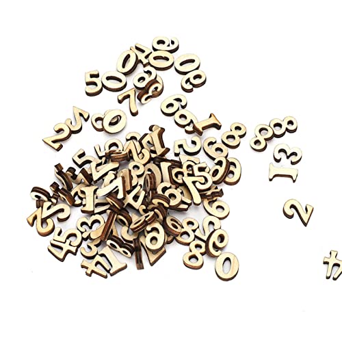 200pcs Natürliche Holzzahlen Gemischte Holz 0-9 Zahlen Mini Unvollendet von Haofy