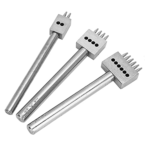 3PCS Leathercraft Tools Abstandsleder Locher Schnürung Stitching Punch Stitching Punch Tool Prong Leder Punch Steel White Steel Handle (Abstand 4 mm (2+4+6)) von Haofy