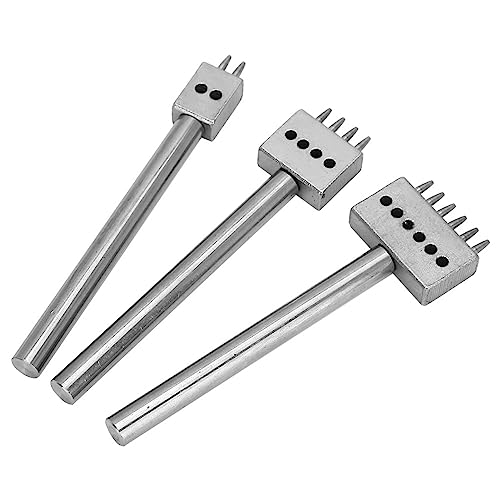 3PCS Leathercraft Tools Abstandsleder Locher Schnürung Stitching Punch Stitching Punch Tool Prong Leder Punch Steel White Steel Handle (Abstand 5 mm (2+4+6)) von Haofy