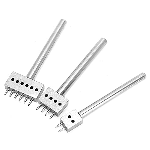 3PCS Leathercraft Tools Abstandsleder Locher Schnürung Stitching Punch Stitching Punch Tool Prong Leder Punch Steel White Steel Handle (Abstand 6 mm (2+4+6)) von Haofy